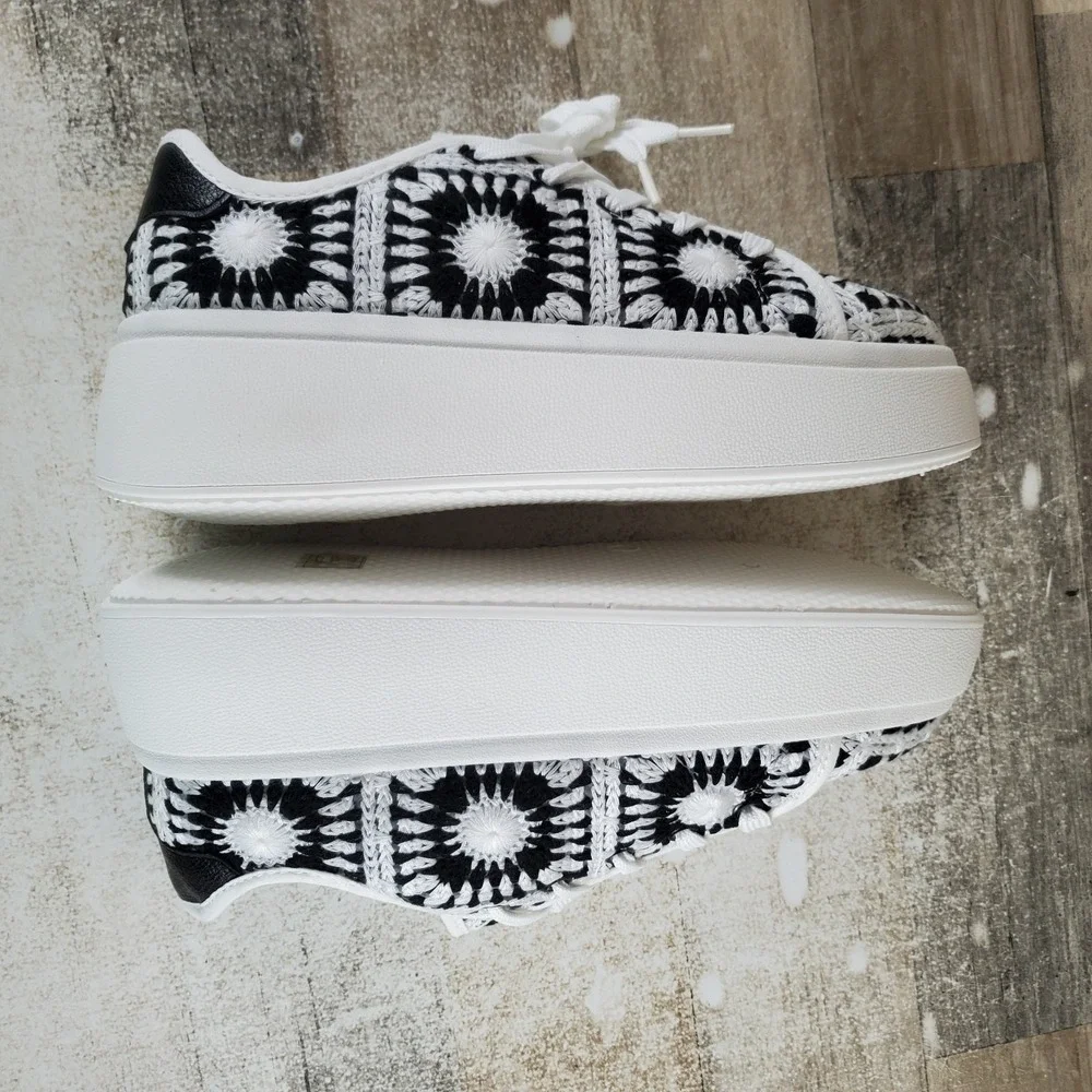 Dirty Laundry Recreation Womens Shoes Sz 6.5 Black White Multi Platform Sneakers